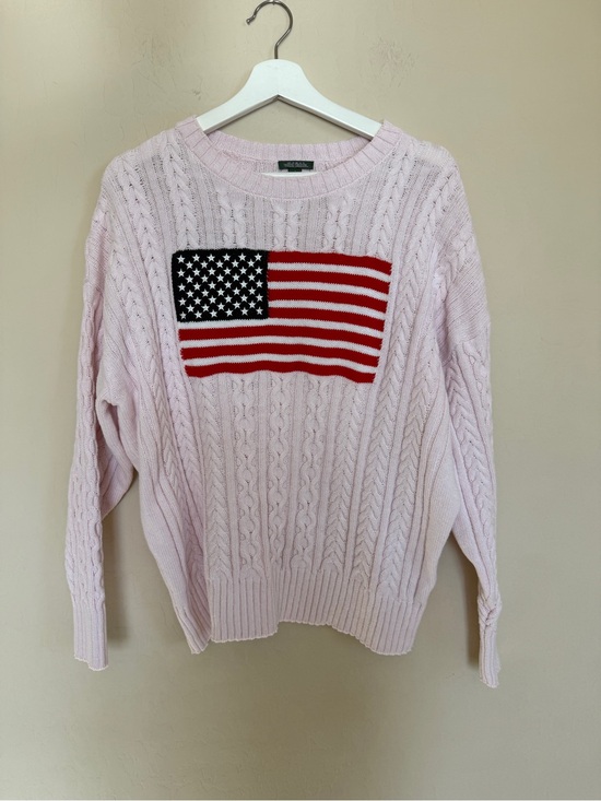wild fable Sweaters - Wild Fable Women’s Pink Cable-Knit Sweater Flag Design Motif Large